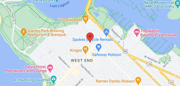 map of 203 1860 ROBSON STREET
